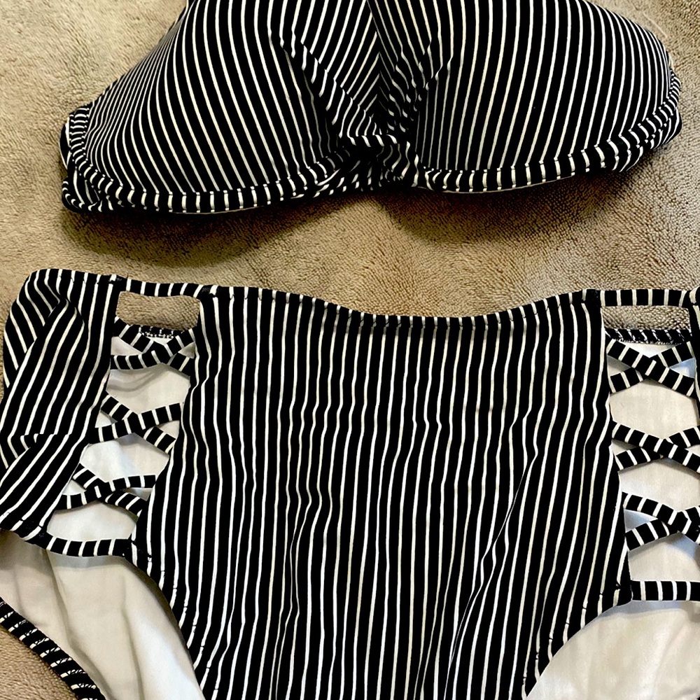 Striped halter top bikini size medium
